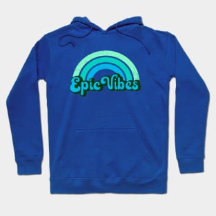 Epic Vibes - Retro Rainbow in Blue Hoodie